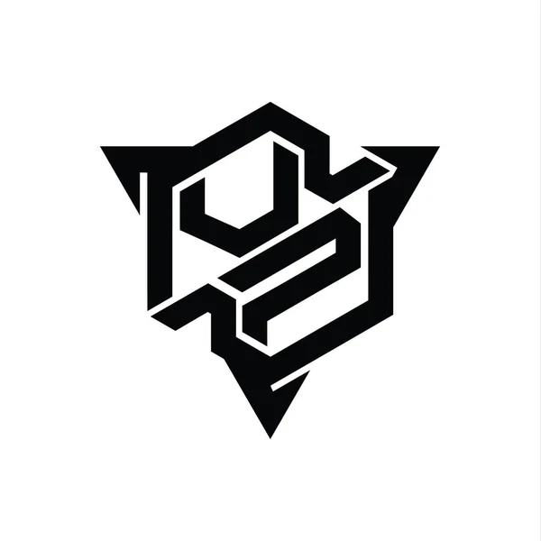Vpの手紙ロゴのモノグラム三角形アウトラインゲームスタイルのデザインテンプレートと六角形の形状 — ストック写真