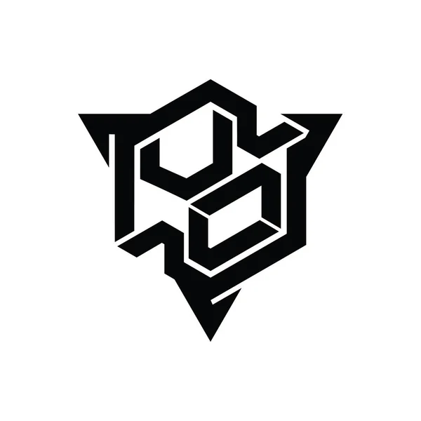 Bentuk Monogram Logo Heksagon Dengan Templat Desain Gaya Permainan Segitiga — Stok Foto