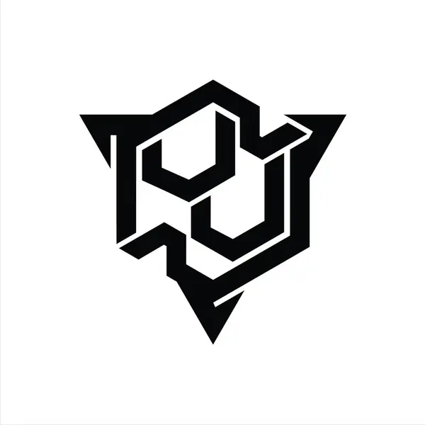 Vvレターロゴモノグラム三角形のアウトラインゲームスタイルのデザインテンプレートと六角形の形状 — ストック写真