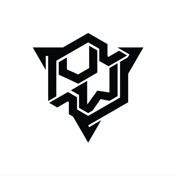 Логотип Буквы Шестиугольник Формы Треугольной Очертания Стиль Игры Шаблон — стоковое фото