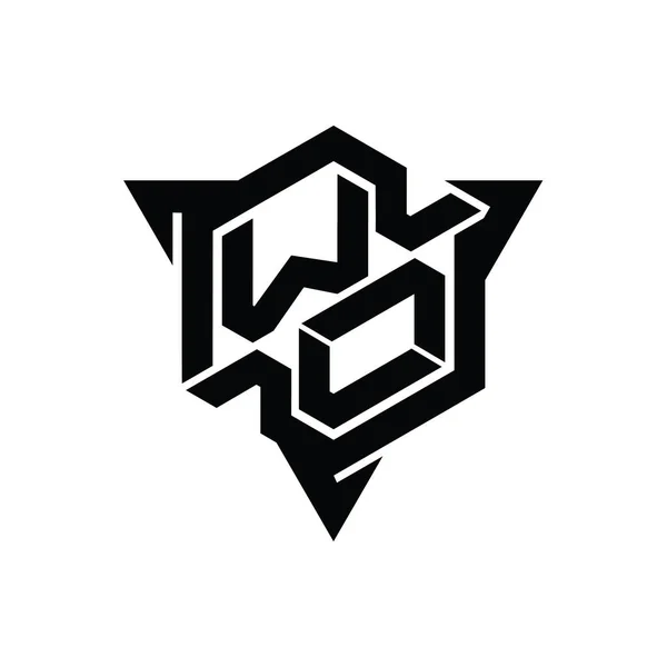 Letter Logo Μονόγραμμα Εξάγωνο Σχήμα Περίγραμμα Τρίγωνο Gaming Στυλ Πρότυπο — Φωτογραφία Αρχείου