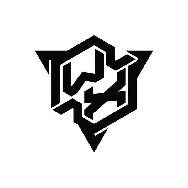 Логотип Letter Логотип Шестиугольник Формы Треугольник Очертания Стиль Игры Шаблон — стоковое фото