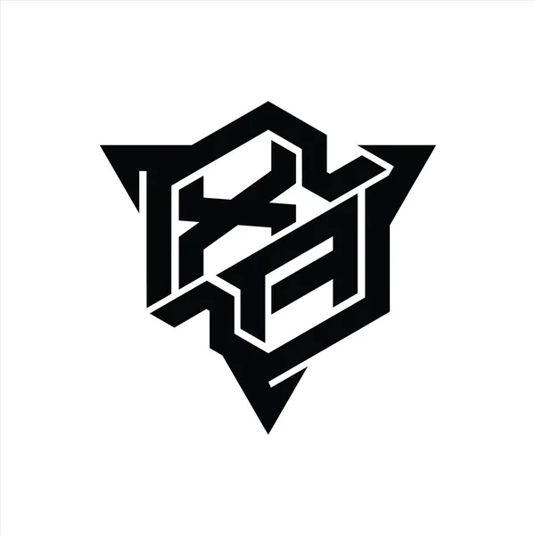 三角形のアウトラインゲームスタイルのデザインテンプレートとXa文字のロゴのモノグラム六角形の形状 — ストック写真