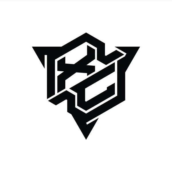 Bentuk Monogram Logo Dengan Pola Segitiga Garis Luar Templat Desain — Stok Foto