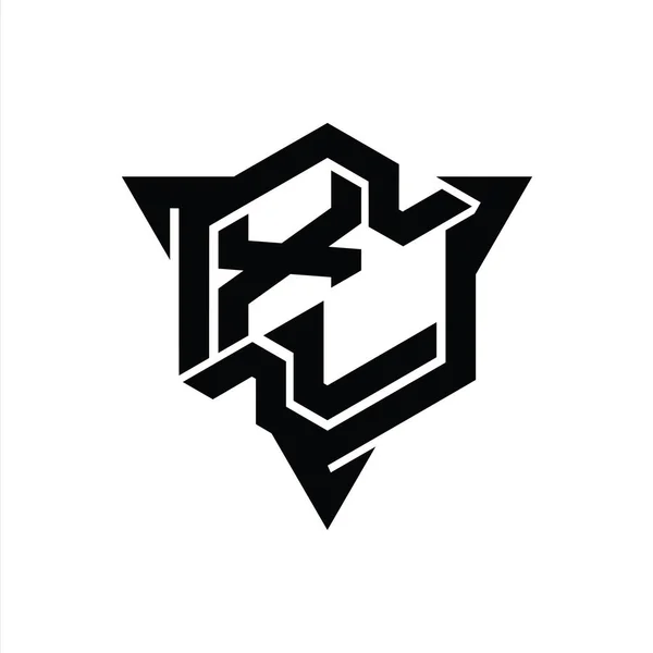 Bentuk Heksagon Monogram Logo Dengan Templat Desain Gaya Permainan Segitiga — Stok Foto