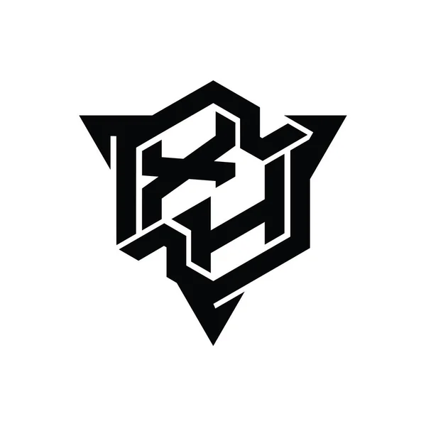 Carta Logo Monograma Hexágono Forma Com Triângulo Esboço Estilo Jogo — Fotografia de Stock