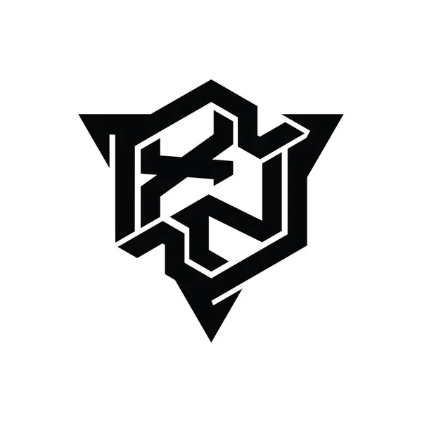 Bentuk Monxagon Letter Logo Dengan Templat Desain Gaya Permainan Segitiga — Stok Foto