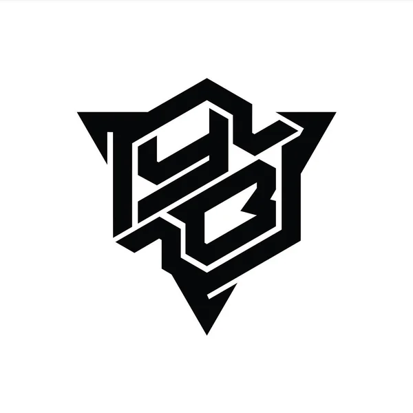 Bentuk Heksagon Logo Monogram Dengan Templat Desain Gaya Permainan Segitiga — Stok Foto