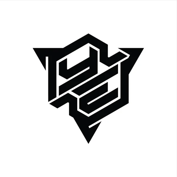 Letter Logo Monogram三角形の輪郭ゲームスタイルデザインテンプレートと六角形の形状 — ストック写真