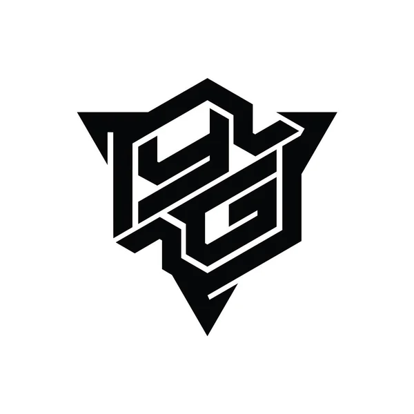 Letter Logo Bentuk Monogram Heksagon Dengan Segitiga Outline Template Desain — Stok Foto