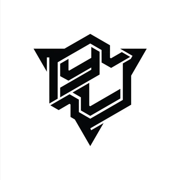 イル文字のロゴのモノグラム三角形のアウトラインゲームスタイルのデザインテンプレートと六角形の形状 — ストック写真