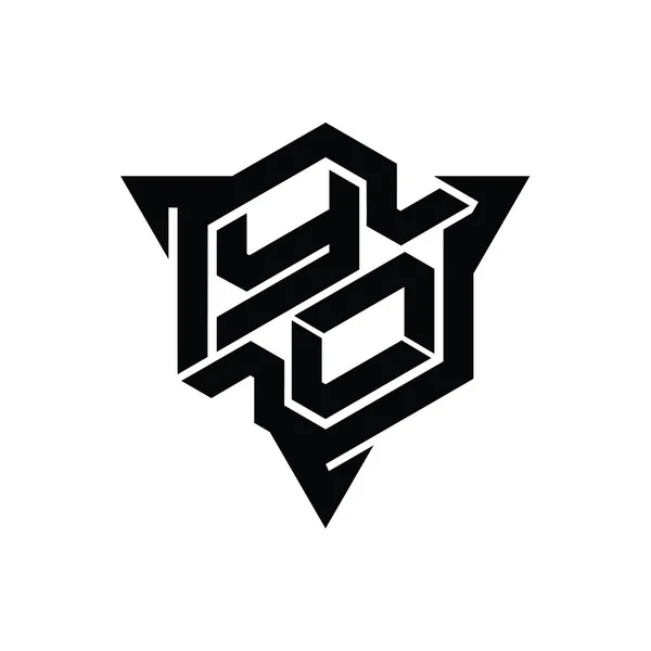 Carta Logo Monograma Hexágono Forma Con Triángulo Esquema Juego Estilo —  Fotos de Stock