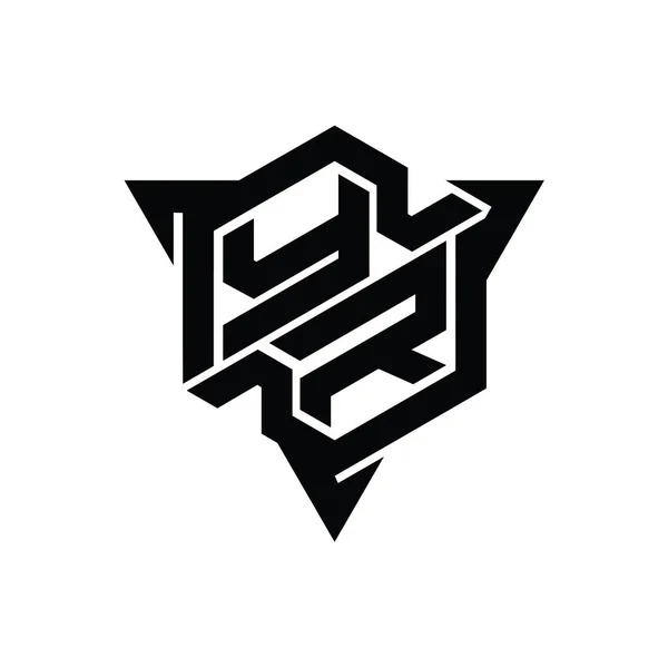 Монограмма Логотипа Шестиугольник Треугольным Контуром Дизайн Шаблон — стоковое фото