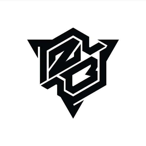 Písmeno Logo Monogram Šestiúhelník Tvar Trojúhelníkem Obrys Herní Styl Design — Stock fotografie