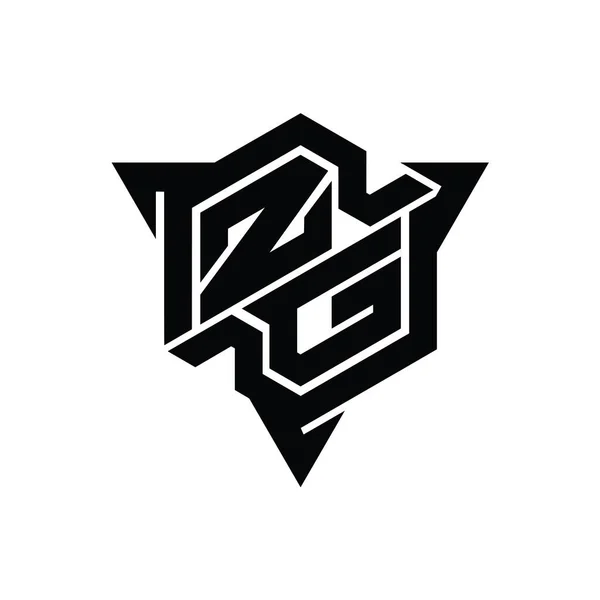 三角形アウトラインゲームスタイルのデザインテンプレートとZg文字ロゴのモノグラム六角形の形状 — ストック写真