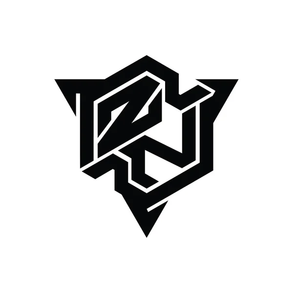 Zn字母标志六边形六边形三角形轮廓游戏风格设计模板 — 图库照片