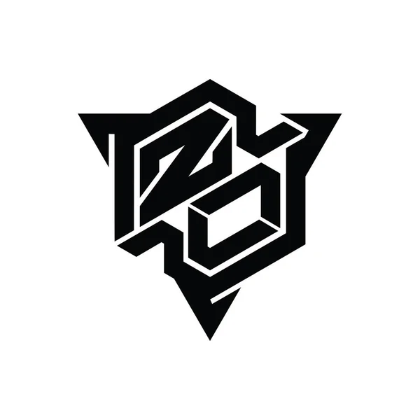 三角形アウトラインゲームスタイルのデザインテンプレートとZoレターロゴモノグラム六角形の形状 — ストック写真