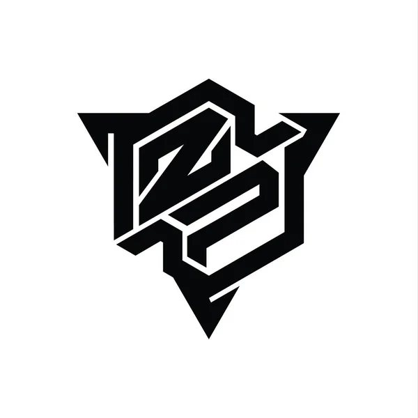 Zpレターロゴのモノグラム三角形のアウトラインゲームスタイルのデザインテンプレートと六角形の形状 — ストック写真