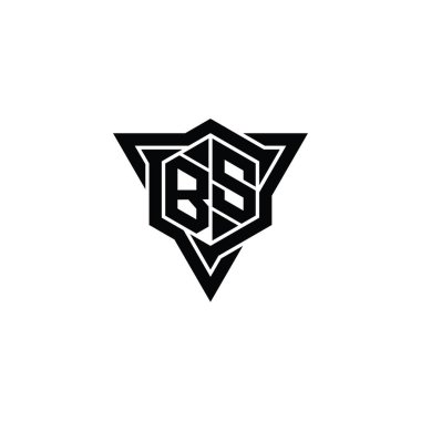 BS Harfi Logo monogram altıgen şekli ve üçgen kesim biçimi tasarım şablonu