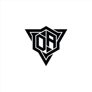 DA Harfi Logosu monogram altıgen şekli ve üçgen kesim biçimi tasarım şablonu