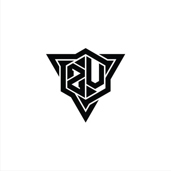 Letter Logo Monogram Zeshoekige Vorm Met Driehoekige Contouren Scherpe Plak — Stockfoto
