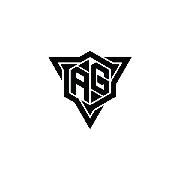 Letter Logo Monogram Zeshoekige Vorm Met Driehoekige Omtrek Scherpe Plak — Stockfoto