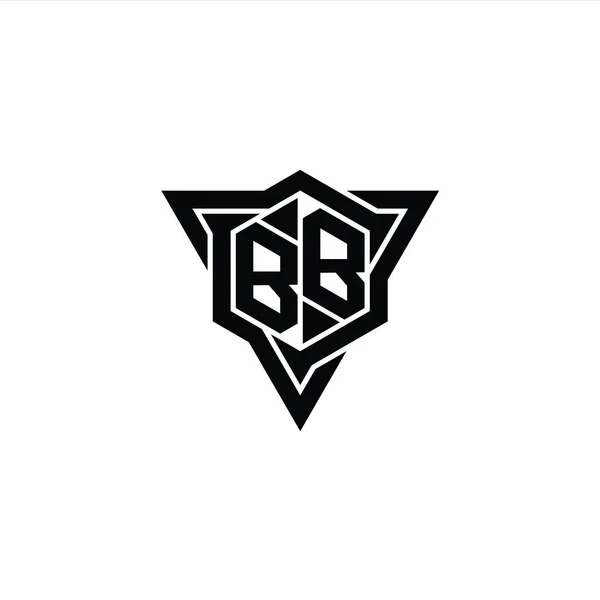 Brev Logo Monogram Hexagon Form Med Triangeln Kontur Skarp Skiva — Stockfoto