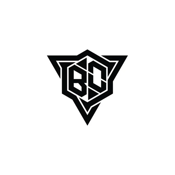 Letter Logo Mongram Hexagon 삼각형 윤곽날카로운 슬라이스 스타일 템플릿 — 스톡 사진