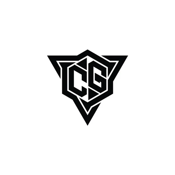 Carta Logo Monograma Hexágono Forma Con Triángulo Contorno Afilado Corte — Foto de Stock