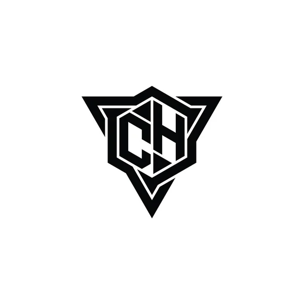 Brev Logo Monogram Hexagon Form Med Triangeln Kontur Skarp Skiva — Stockfoto