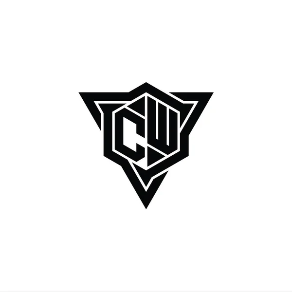 Letter Logo Monogram Hatszög Alakú Háromszög Körvonalú Éles Szelet Stílusú — Stock Fotó