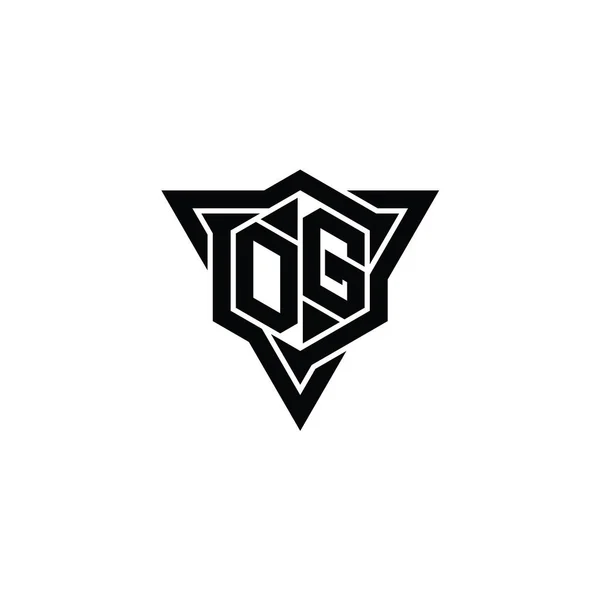 Letter Logo Μονόγραμμα Εξάγωνο Σχήμα Περίγραμμα Τρίγωνο Αιχμηρή Φέτα Στυλ — Φωτογραφία Αρχείου