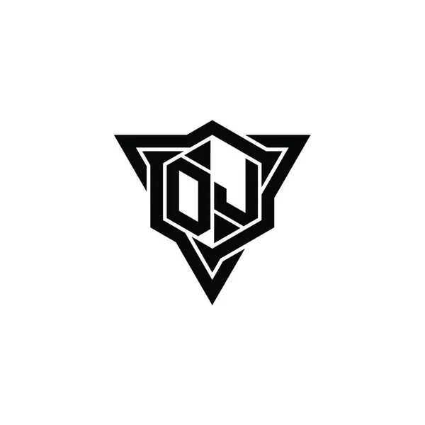 Letter Logo Monogram Bentuk Heksagon Dengan Segitiga Pinggiran Tajam Gaya — Stok Foto
