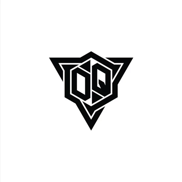 Letter Logo Bentuk Monogram Heksagon Dengan Segitiga Garis Luar Templat — Stok Foto