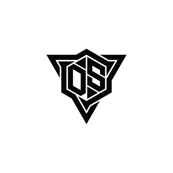 Carta Logo Monograma Hexágono Con Forma Triángulo Contorno Afilado Corte — Foto de Stock