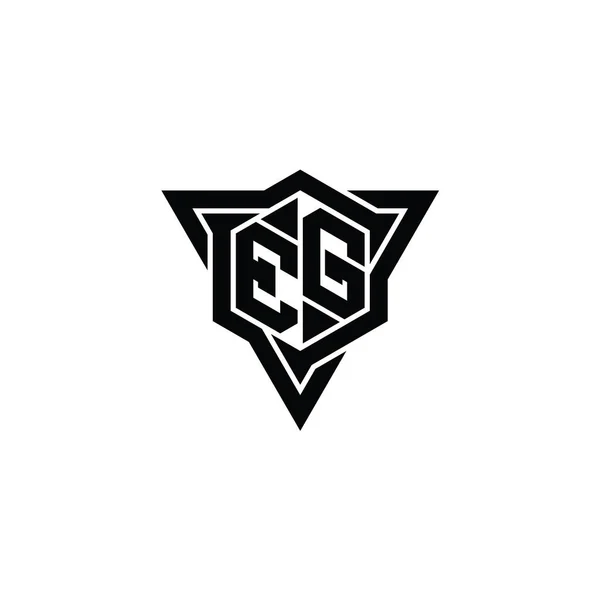 Letter Logo Μονόγραμμα Εξάγωνο Σχήμα Τρίγωνο Περίγραμμα Αιχμηρή Φέτα Στυλ — Φωτογραφία Αρχείου