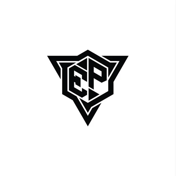 Letter Logo Μονόγραμμα Εξάγωνο Σχήμα Περίγραμμα Τρίγωνο Αιχμηρή Φέτα Στυλ — Φωτογραφία Αρχείου