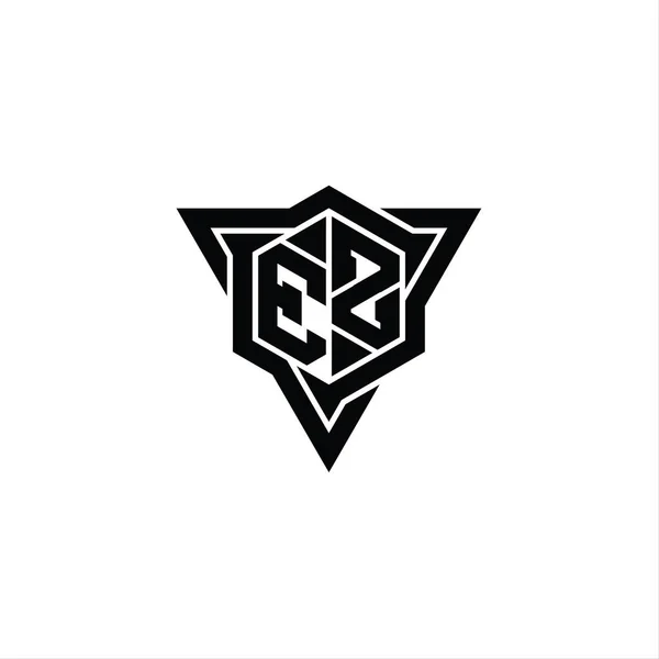 Letter Logo Monogram Zeshoekige Vorm Met Driehoekige Omtrek Scherpe Snijstijl — Stockfoto