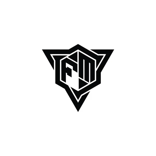 Буква Логотип Шестиугольник Формы Треугольником Очертания Резкий Стиль Ломтик Дизайн — стоковое фото