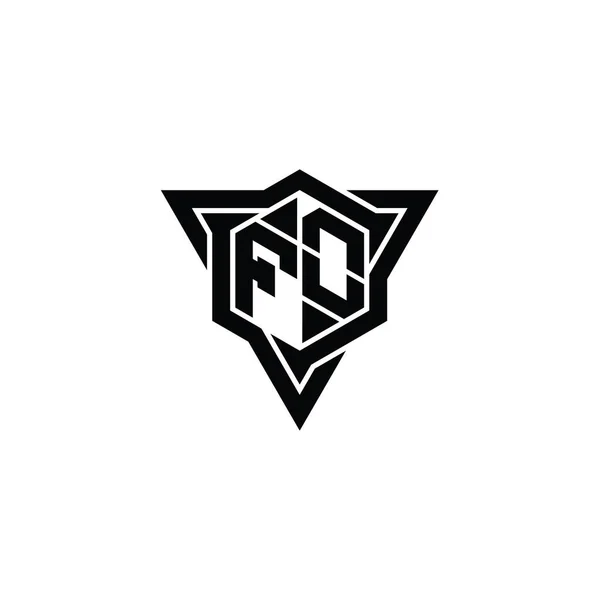 Логотип Монограмма Шестиугольник Формы Треугольником Очертания Резкий Стиль Ломтик Дизайн — стоковое фото