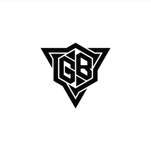 Bokstav Logotyp Monogram Hexagon Form Med Triangeln Kontur Skarp Skiva — Stockfoto