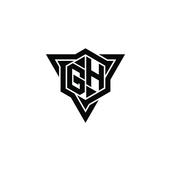 List Logo Monogram Kształt Sześciokąta Zarysem Trójkąta Ostry Krój Styl — Zdjęcie stockowe