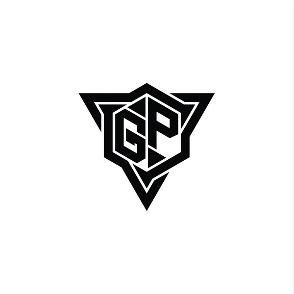 List Logo Monogram Kształt Sześciokąta Zarysem Trójkąta Ostry Krój Styl — Zdjęcie stockowe