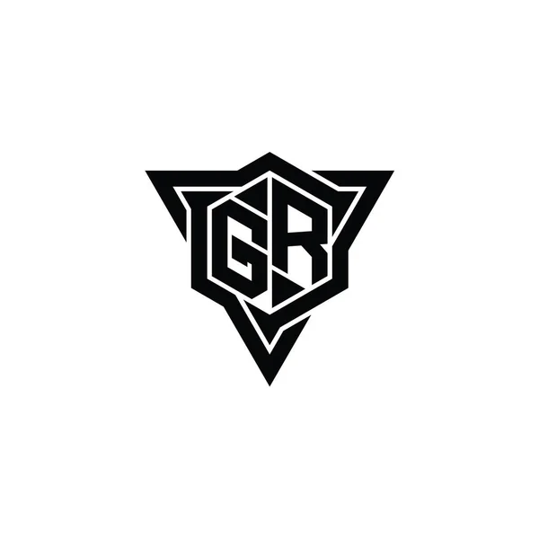 Letter Logo Monogram Hexagon 삼각형 윤곽날카로운 슬라이스 스타일 디자인 템플릿 — 스톡 사진