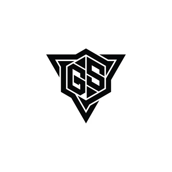 List Logo Monogram Kształt Sześciokąta Zarysem Trójkąta Ostry Krój Stylu — Zdjęcie stockowe