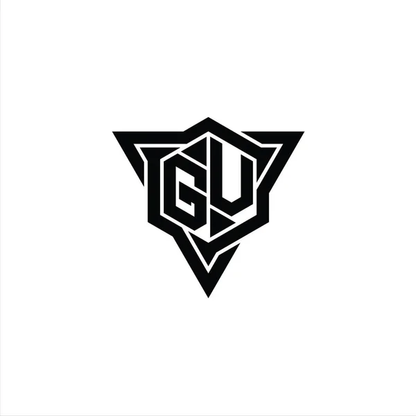 Letter Logo Monogram Zeshoekige Vorm Met Driehoekige Omtrek Scherpe Snede — Stockfoto