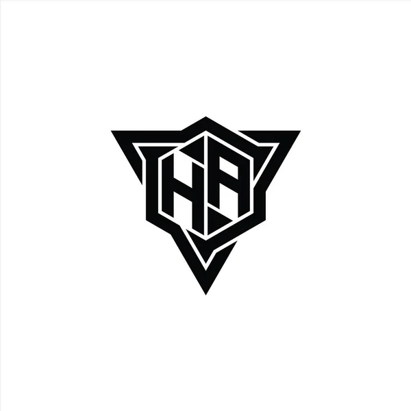 Логотип Логограмма Шестиугольник Формы Треугольником Очертания Острый Кусок Стиль Дизайна — стоковое фото