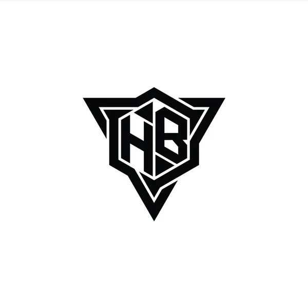 Carta Logo Monograma Hexágono Forma Con Triángulo Contorno Afilado Corte —  Fotos de Stock