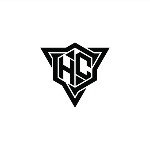 Carta Logo Monograma Hexágono Forma Com Triângulo Esboço Afiada Modelo — Fotografia de Stock