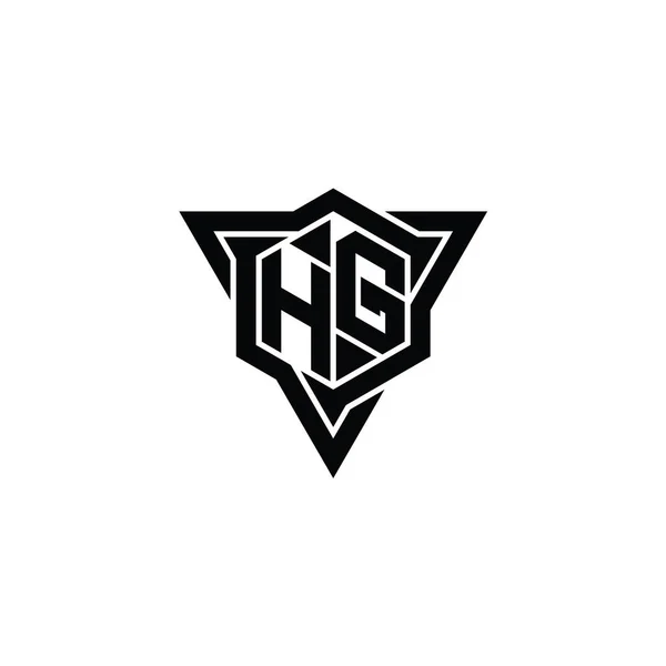 Буква Логотипа Шестиугольник Формы Треугольником Очертания Резкий Стиль Ломтик Дизайн — стоковое фото